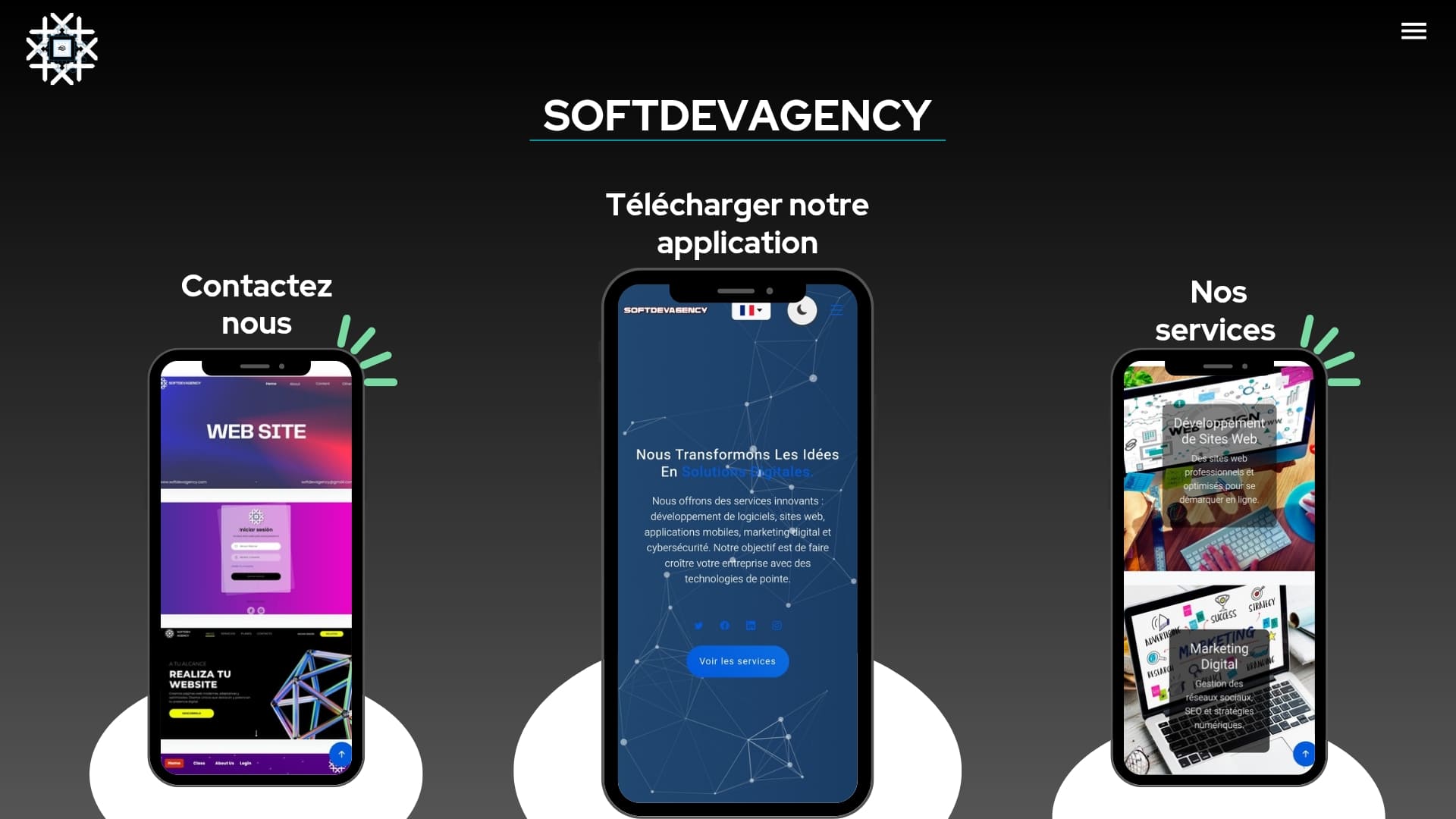 Aperçu de l'application mobile de SoftdevAgency